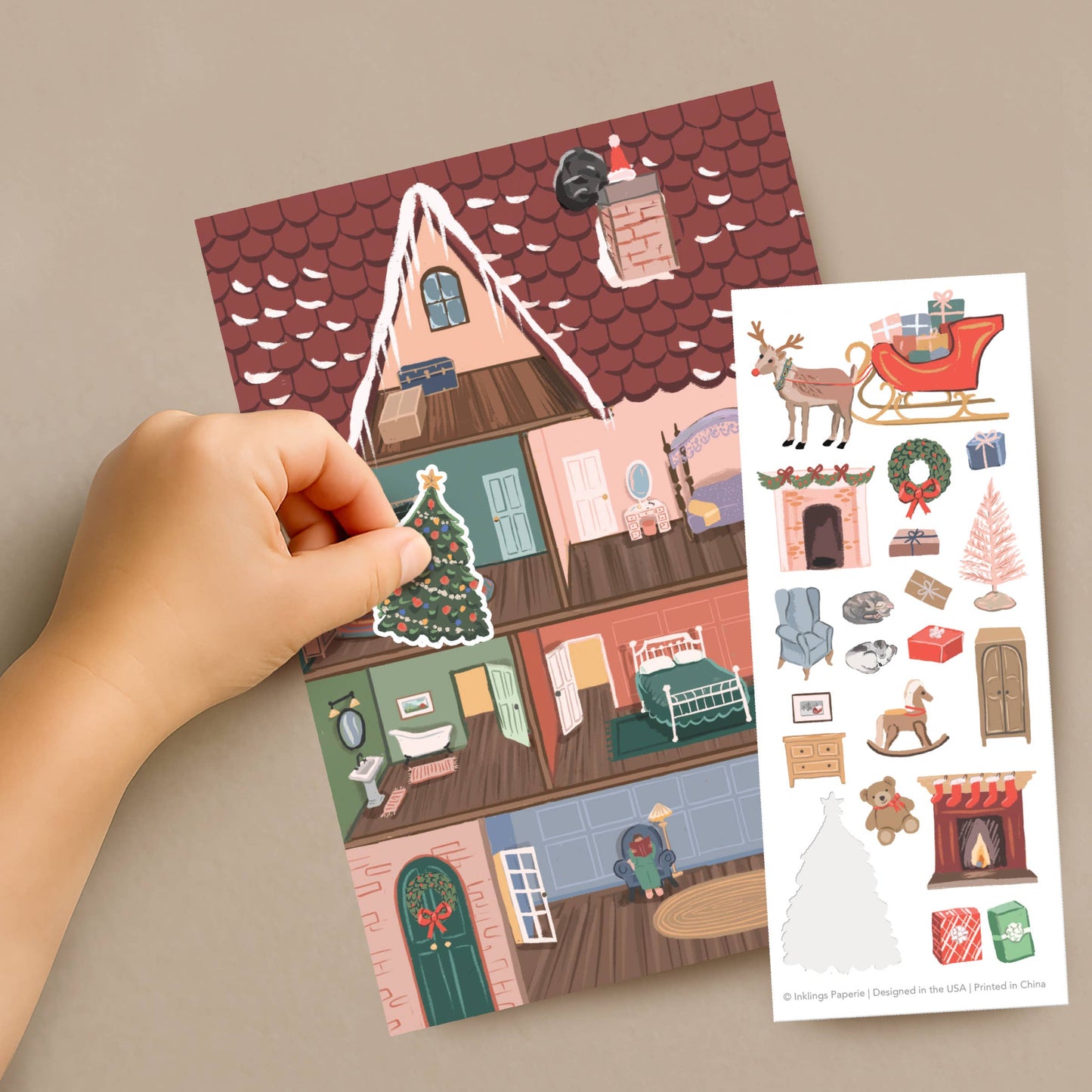 Carte de Noël Maison à Décorer - Inklings Paperie