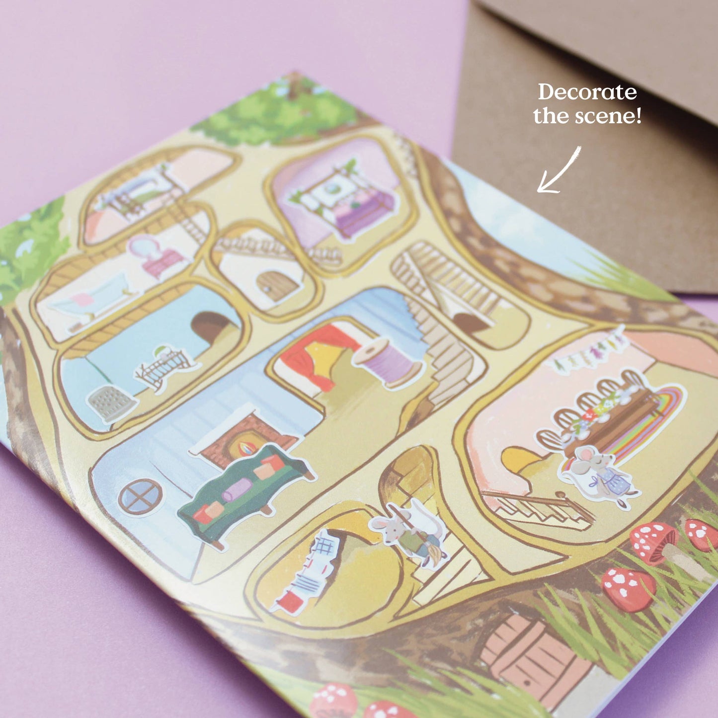 Carte Stickers à Coller Maison de Souris - Inklings Paperie