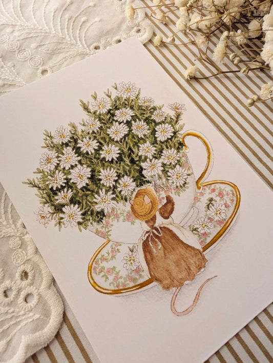 Carte Tasse de Thé Fleurie Cosy Del Cottage