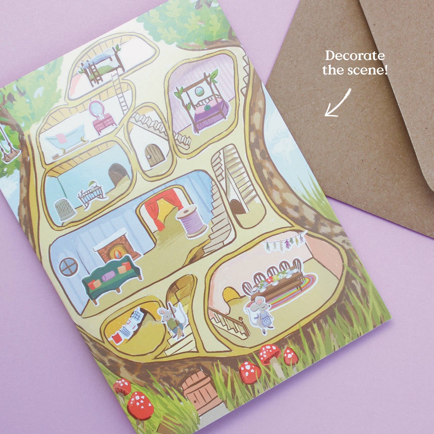 Carte Stickers à Coller Maison de Souris - Inklings Paperie