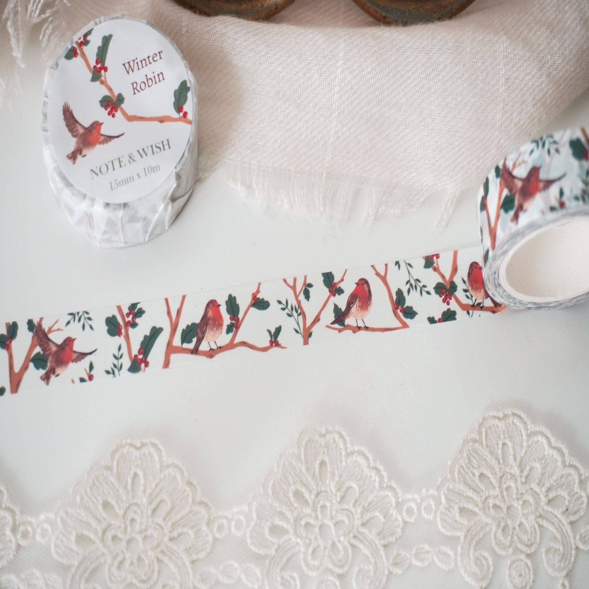 Note & Wish - Masking Tape Winter Robin