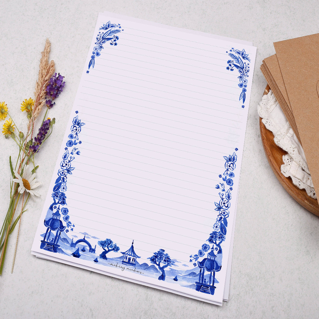 Ensemble de 20 Feuilles A4 et 10 Enveloppes - Un songe en Asie