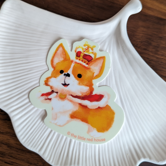 Un autocollant en Vinyle idéal pour les amoureux des corgis, les passionnés de la royauté et ceux qui apprécient une touche d'humour et de charme dans leur environnement.