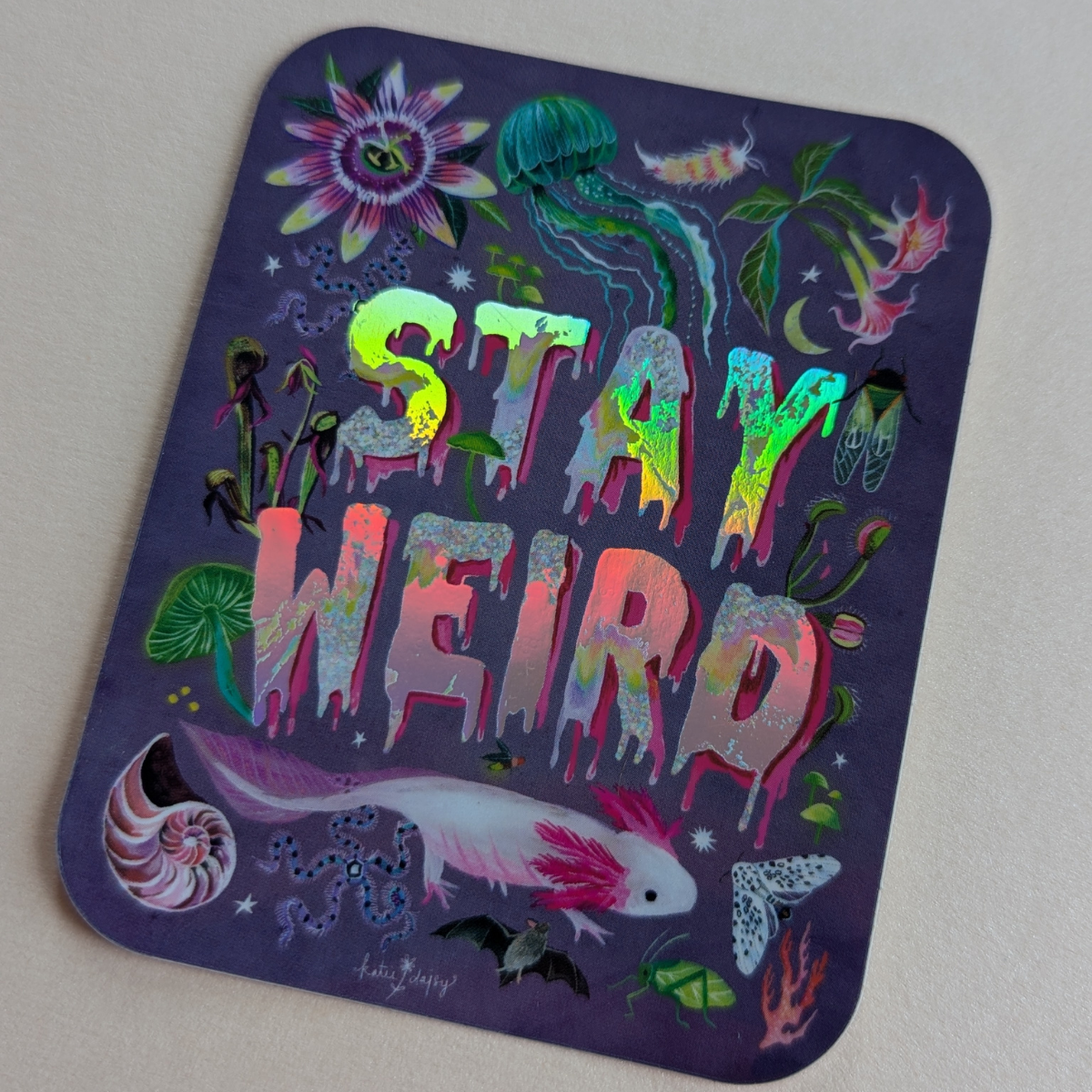 Katie Daisy Autocollant Holographique Stay Weird