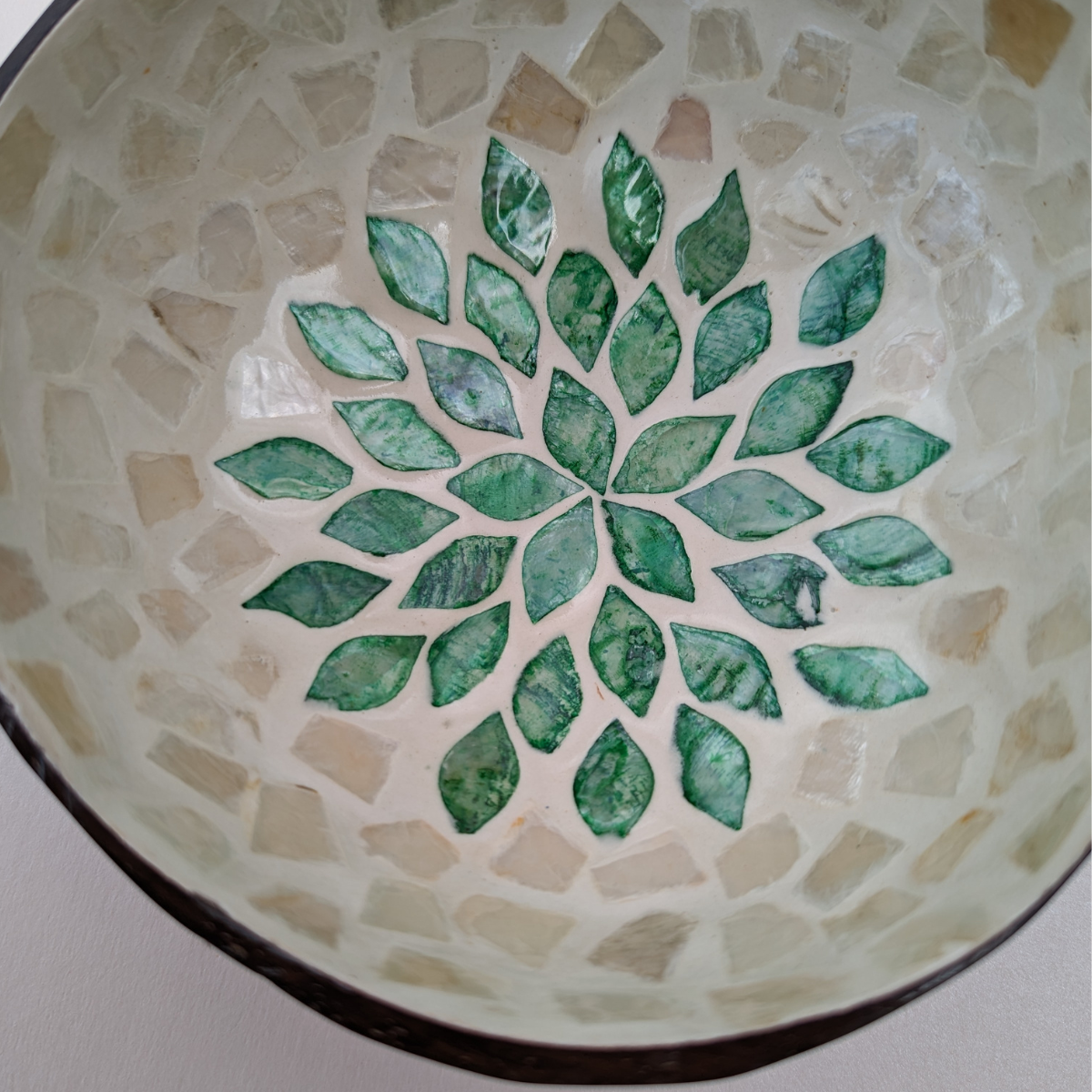 Bol Décoratif en Noix de Coco Incrustré de Nacre