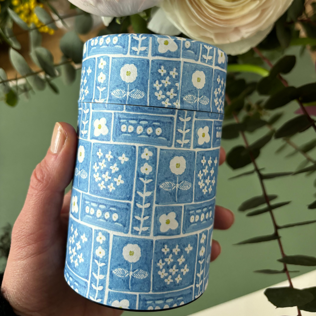 Boîte à Thé Japonaise en Papier Washi Fleurs Blanches