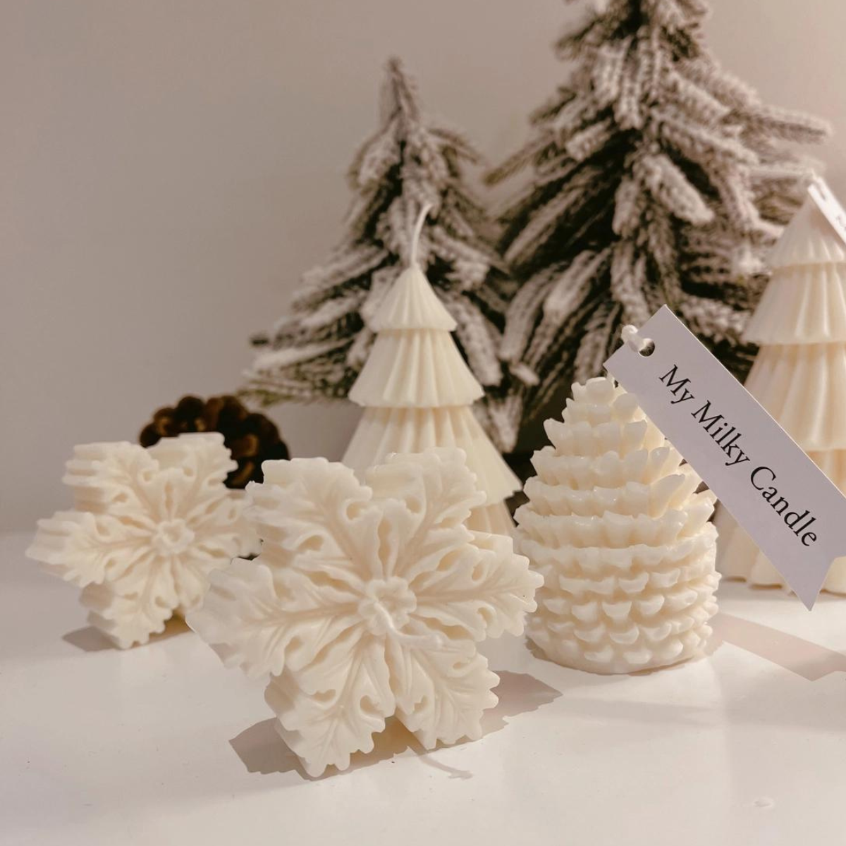 Bougie Flocon de Neige Non Parfumée