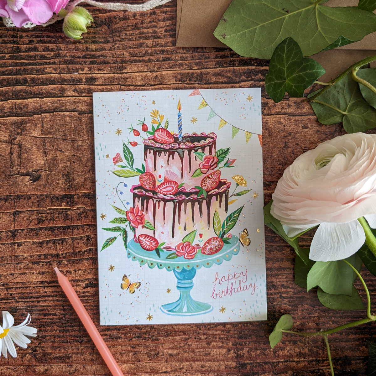 Carte Gâteau d’Anniversaire de Katie Daisy