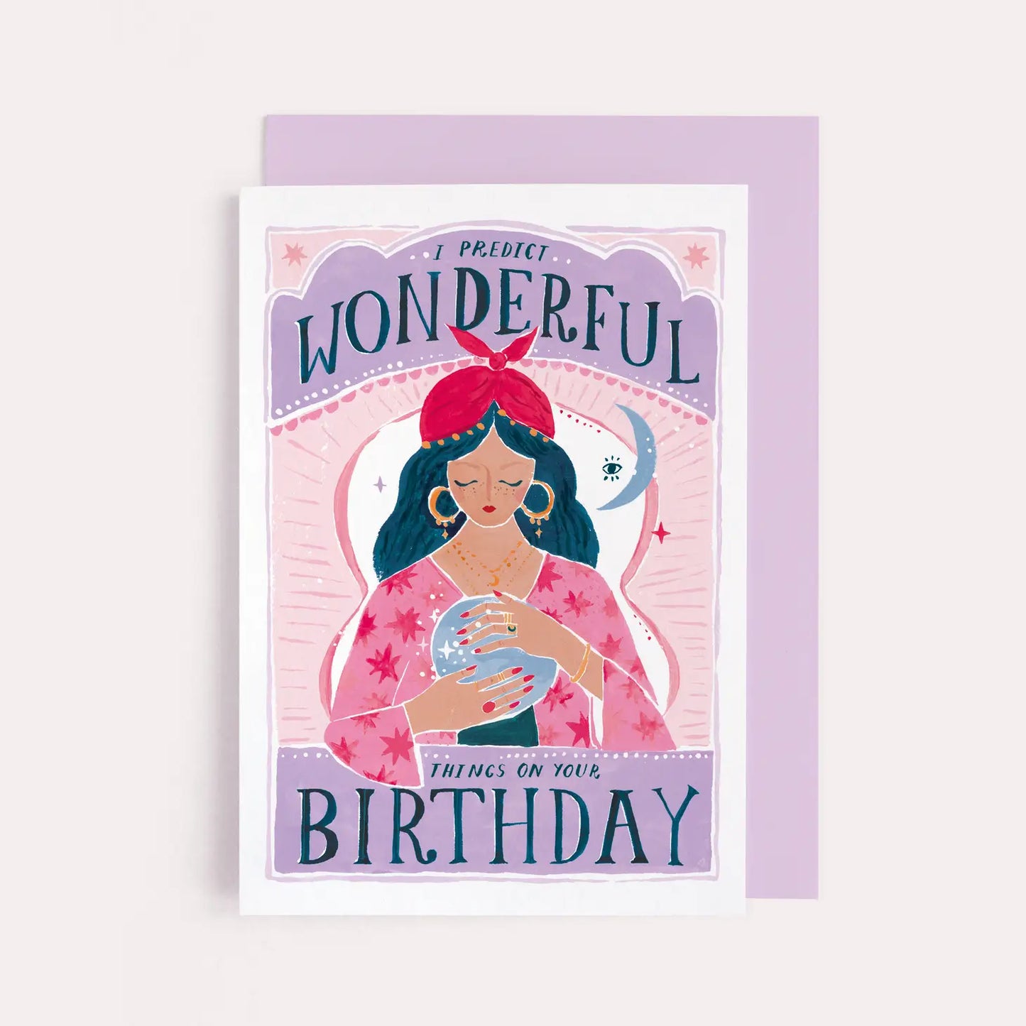Une diseuse de bonne aventure, aux ongles rouges assortis au foulard qu'elle a noué dans sa longue chevelure d'ébène, allumée dans sa boule de cristal et prédit de merveilleuses choses pour l'anniversaire d'un de vos proches.