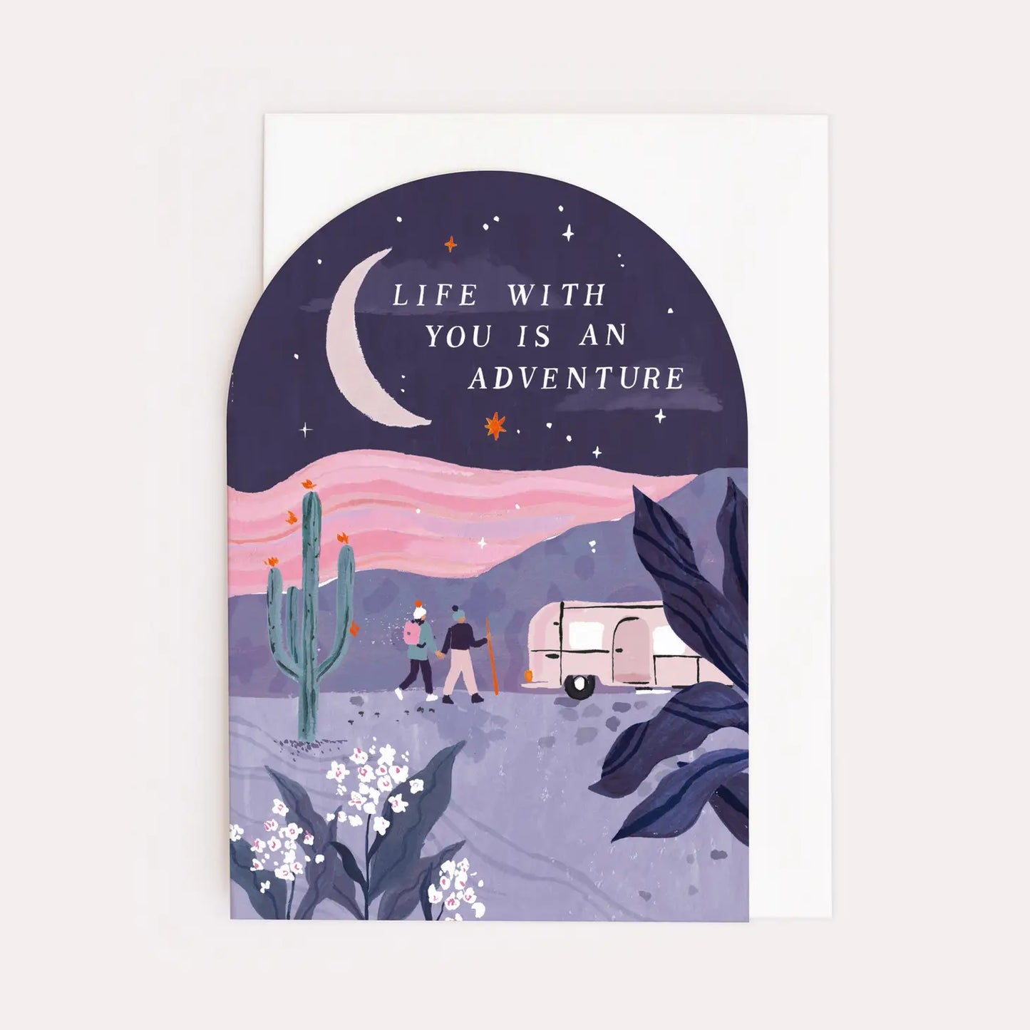Une très jolie carte d'amour en forme d'arche pour exprimer vos sentiments les plus profonds et rappeler à votre partenaire que chaque instant passé ensemble est une aventure inoubliable.