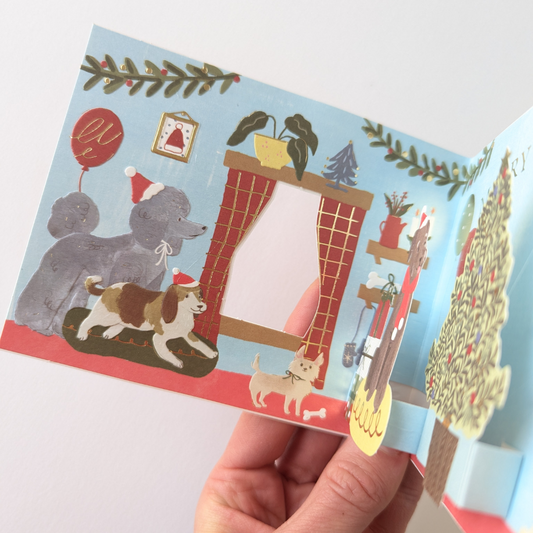 Carte Noël Pop-Up Chiens
