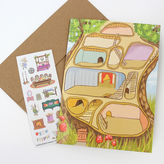 Carte Stickers à Coller Maison de Souris - Inklings Paperie