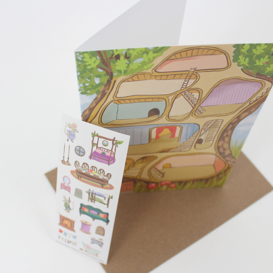 Carte Stickers à Coller Maison de Souris - Inklings Paperie