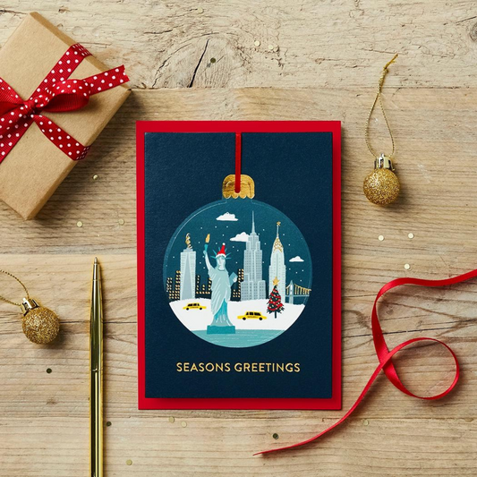 Carte découpée Boule de Noël New York.