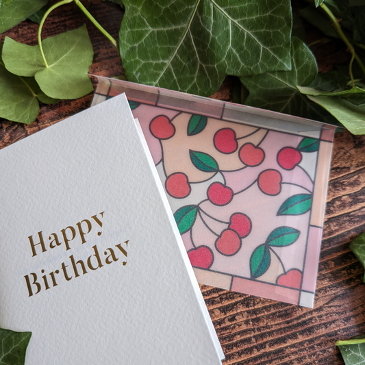 Carte & Enveloppe Vitrail de Cerises
