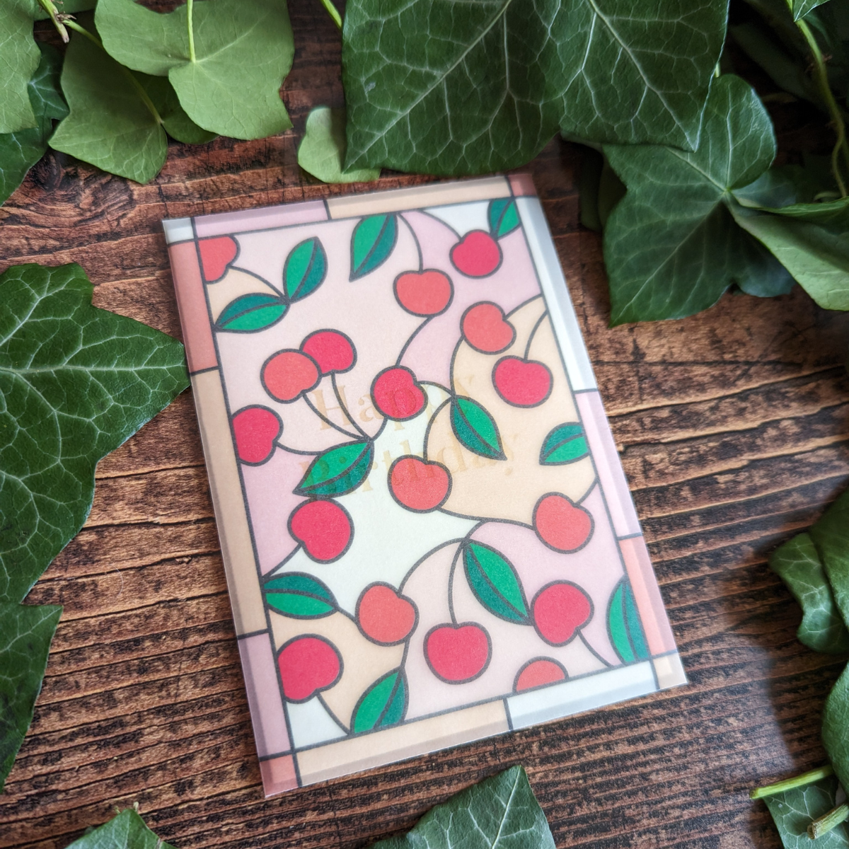 Carte & Enveloppe Vitrail de Cerises