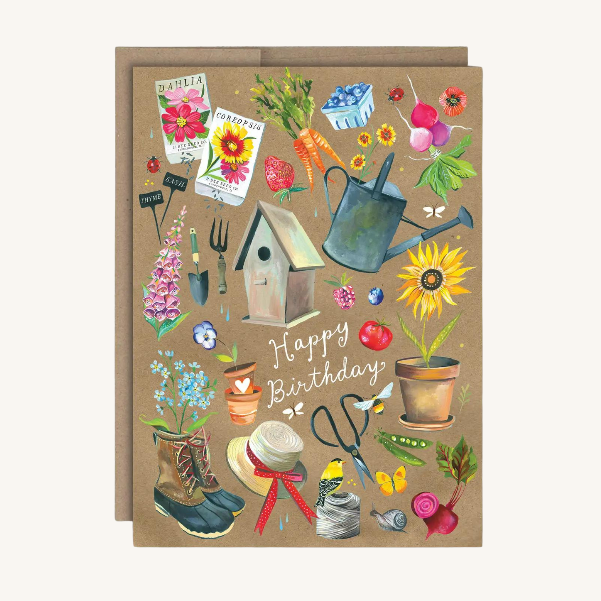 Katie Daisy Carte Happy Birthday au Jardin