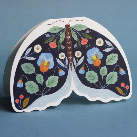 Carte Florale Papillon Bleu