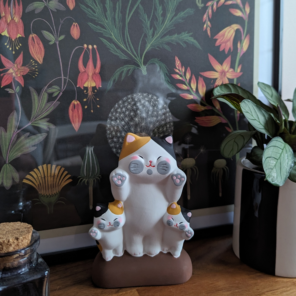 Figurine Chat et Chatons en Céramique
