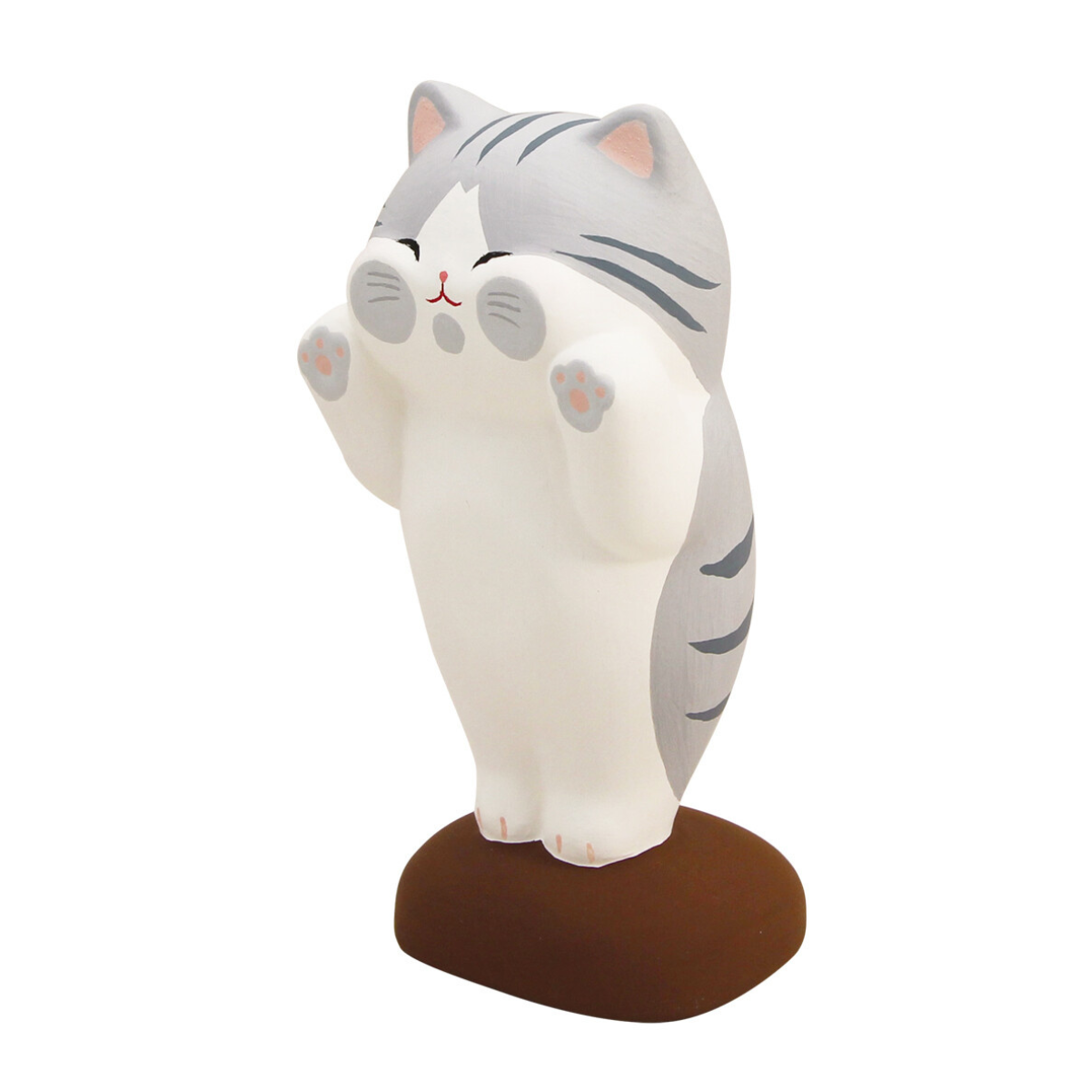 Figurine Chat Gris Joues Aplaties
