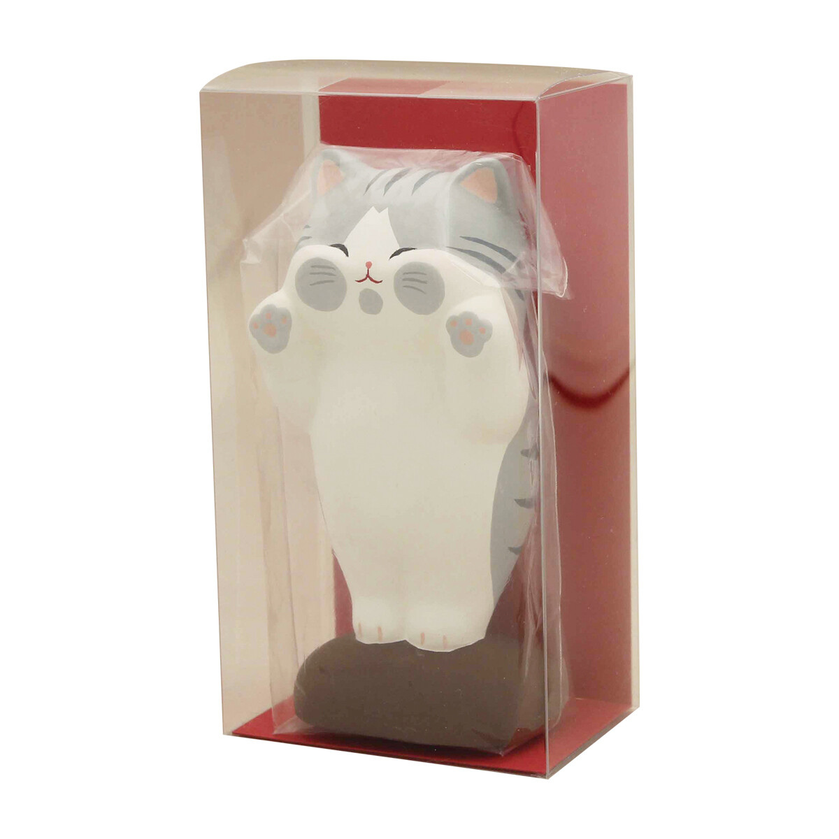 Figurine Chat Gris Joues Aplaties