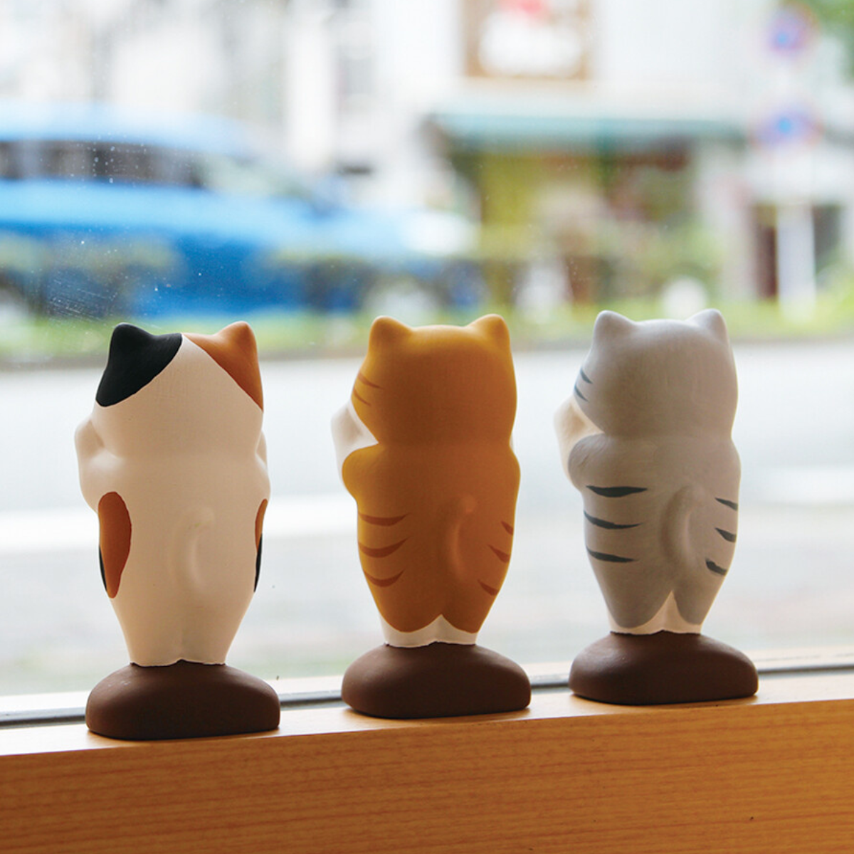 Figurine Chat Gris Joues Aplaties