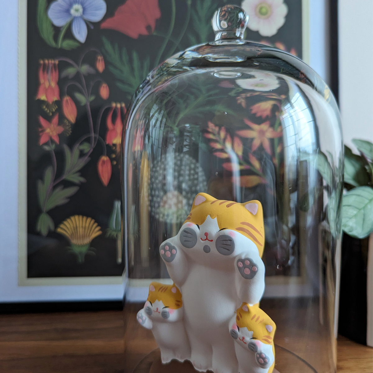 Figurine Japonaise Chat et Chatons Roux