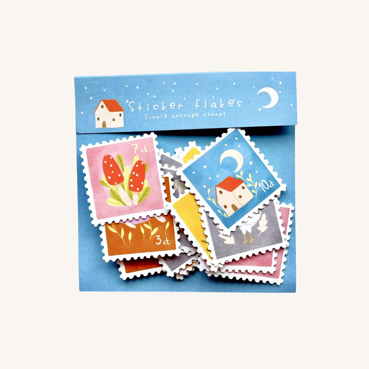 Pochette de Stickers Timbres-Poste Vie à la Campagne