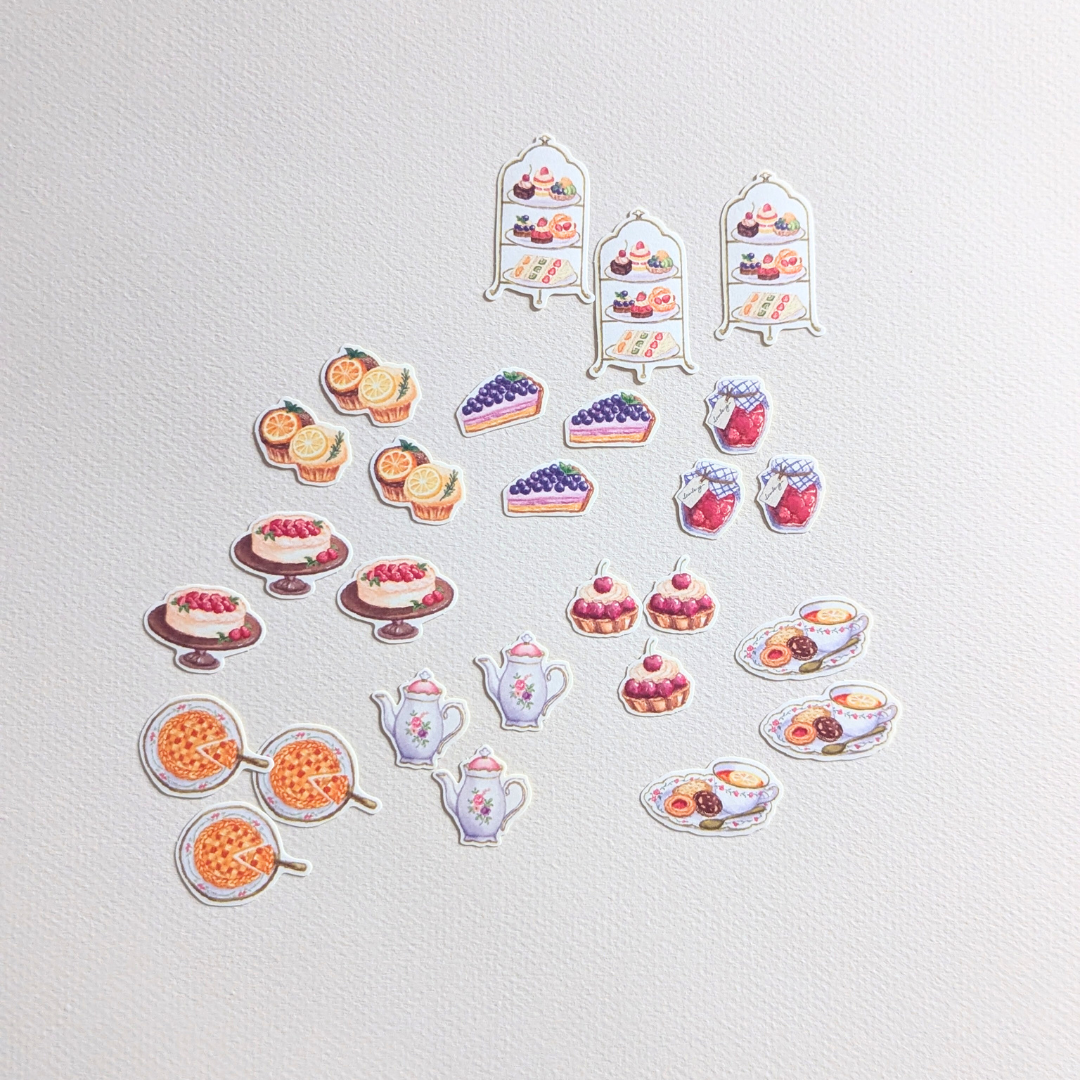 Stickers gourmands : gâteaux et pots de confiture