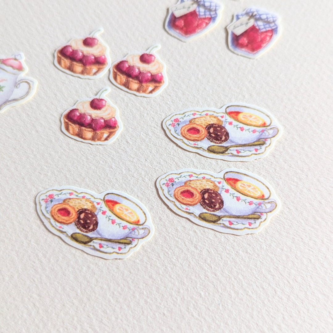 Stickers gourmands : gâteaux et pots de confiture