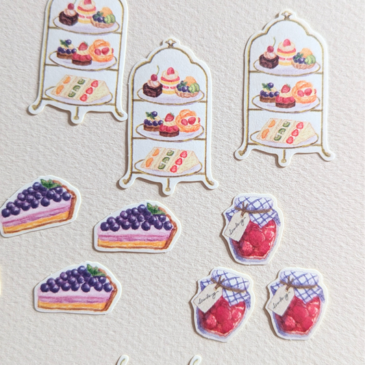Stickers gourmands : gâteaux et pots de confiture
