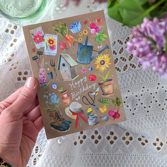 Katie Daisy Carte Happy Birthday au Jardin