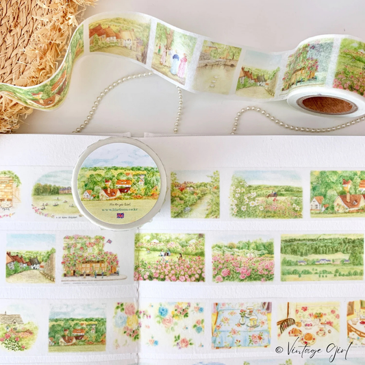 Masking Tape British Landscape Vintage Girl