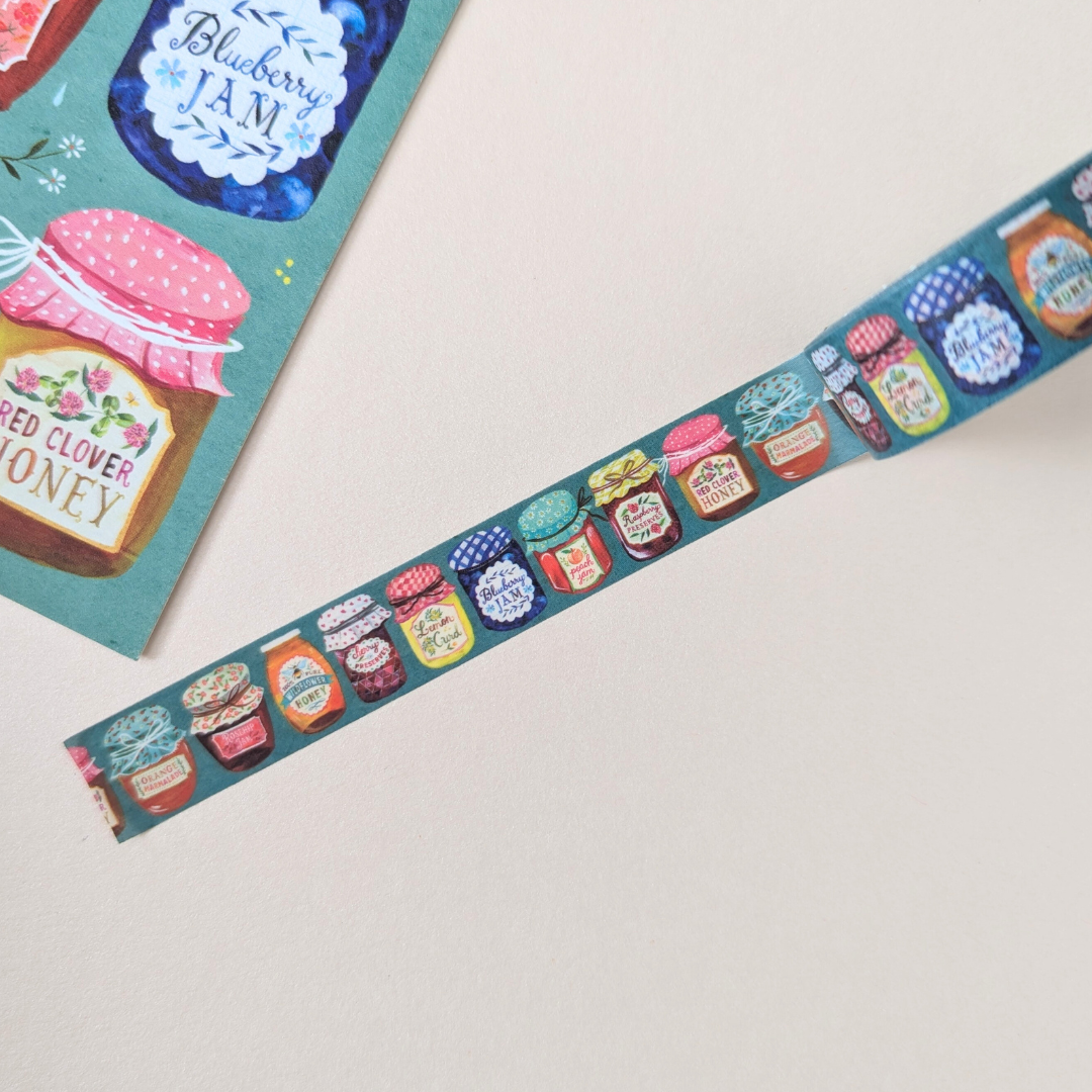 Détail des illustrations de confitures du masking tape Katie Daisy