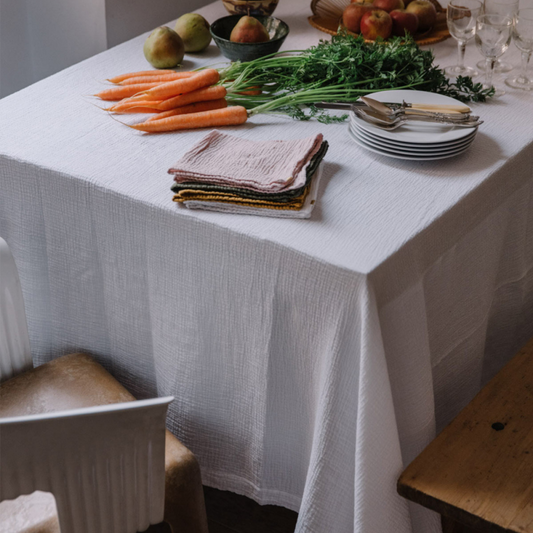 Nappe rectangulaire 170x250 cm en double gaze de coton.