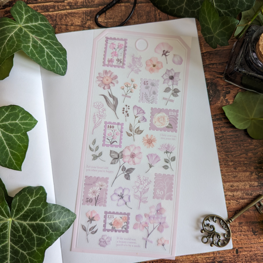 Planche de Stickers Japonais Timbres Roses