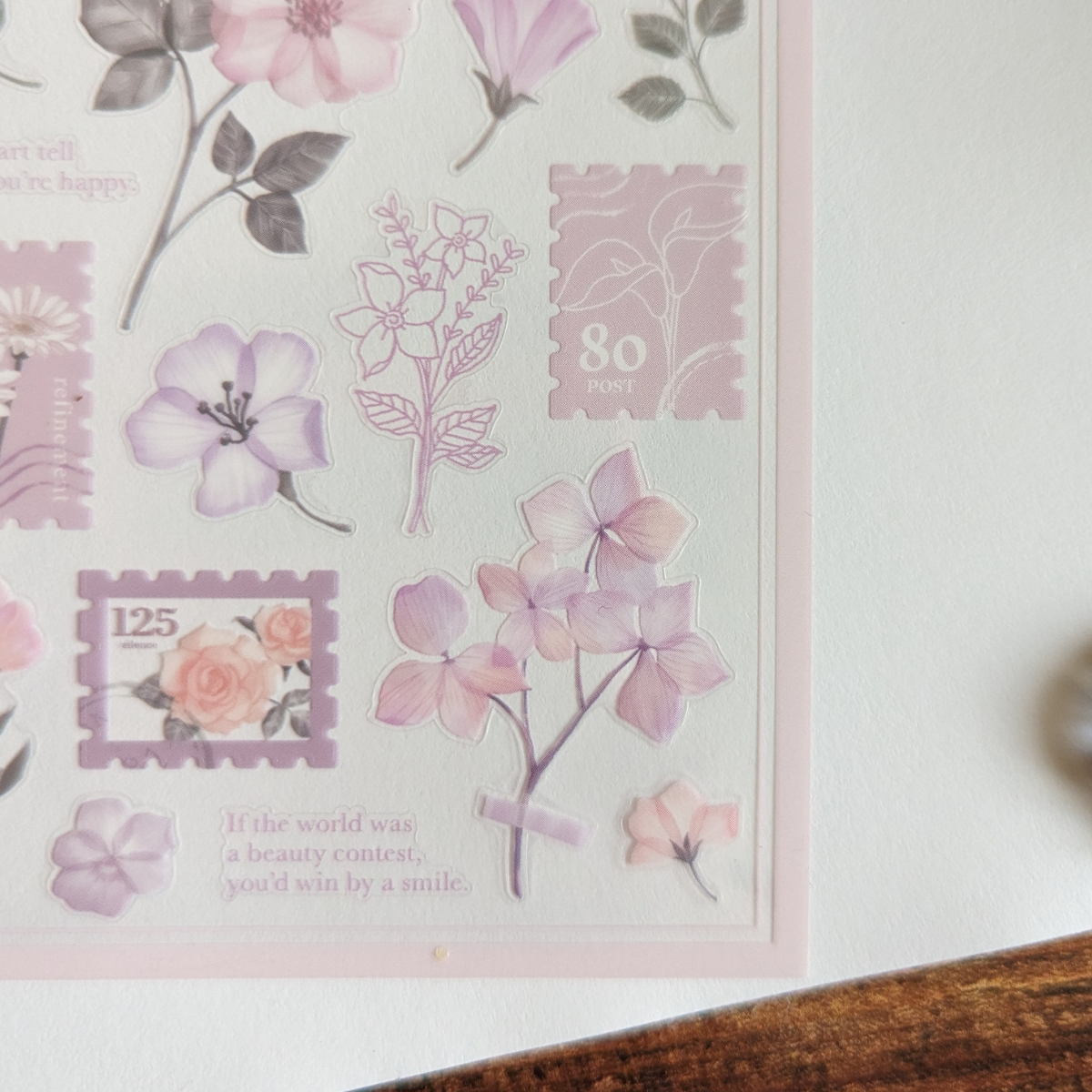 Planche de Stickers Japonais Timbres Roses