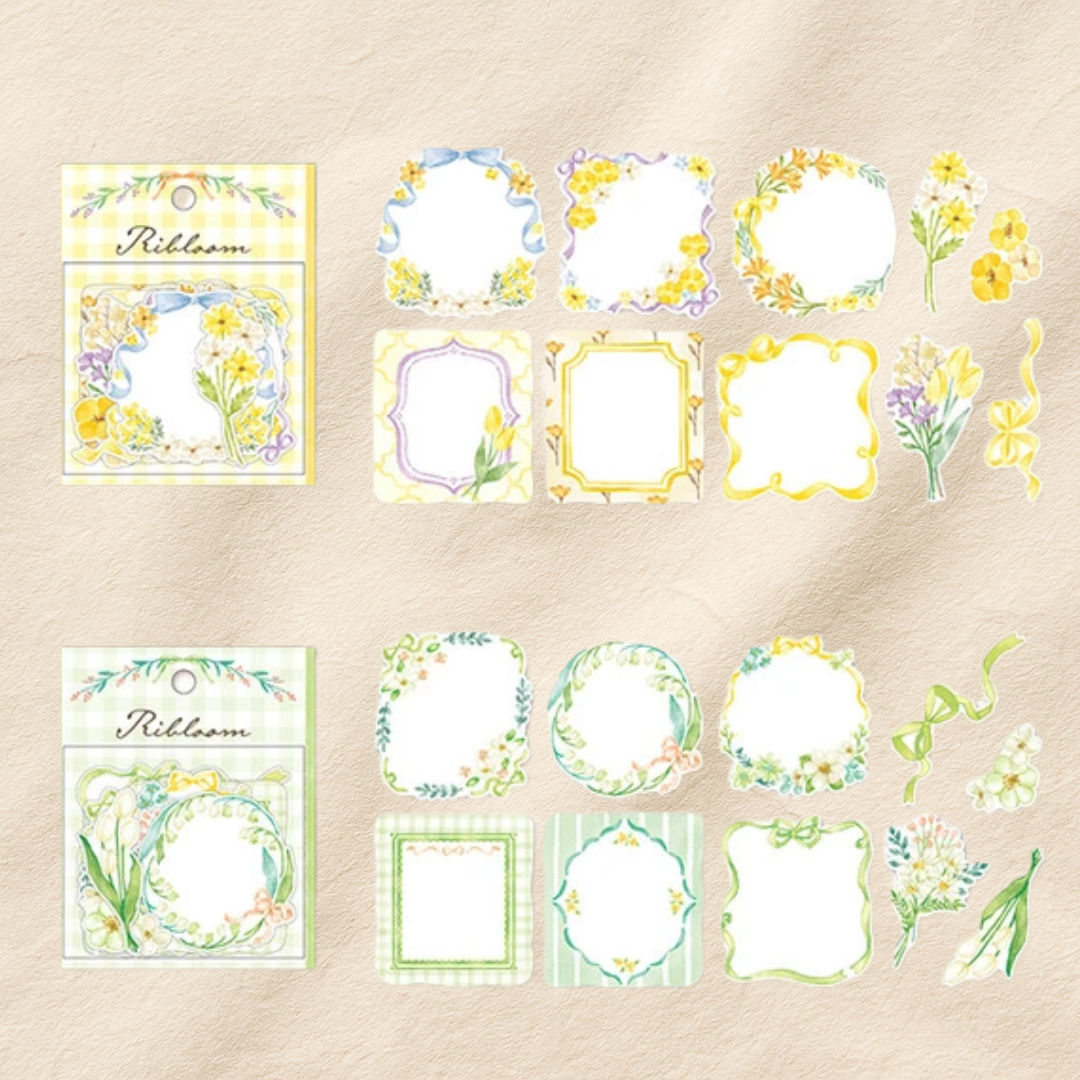 Pochette Stickers Étiquettes Fleurs Vertes Mind Wave