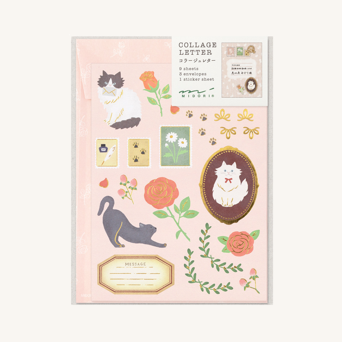 Papier à Lettres Collage Letter Chats - Midori