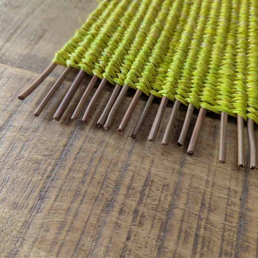 Lot de 2 Sets de table raphia vert anis et osier