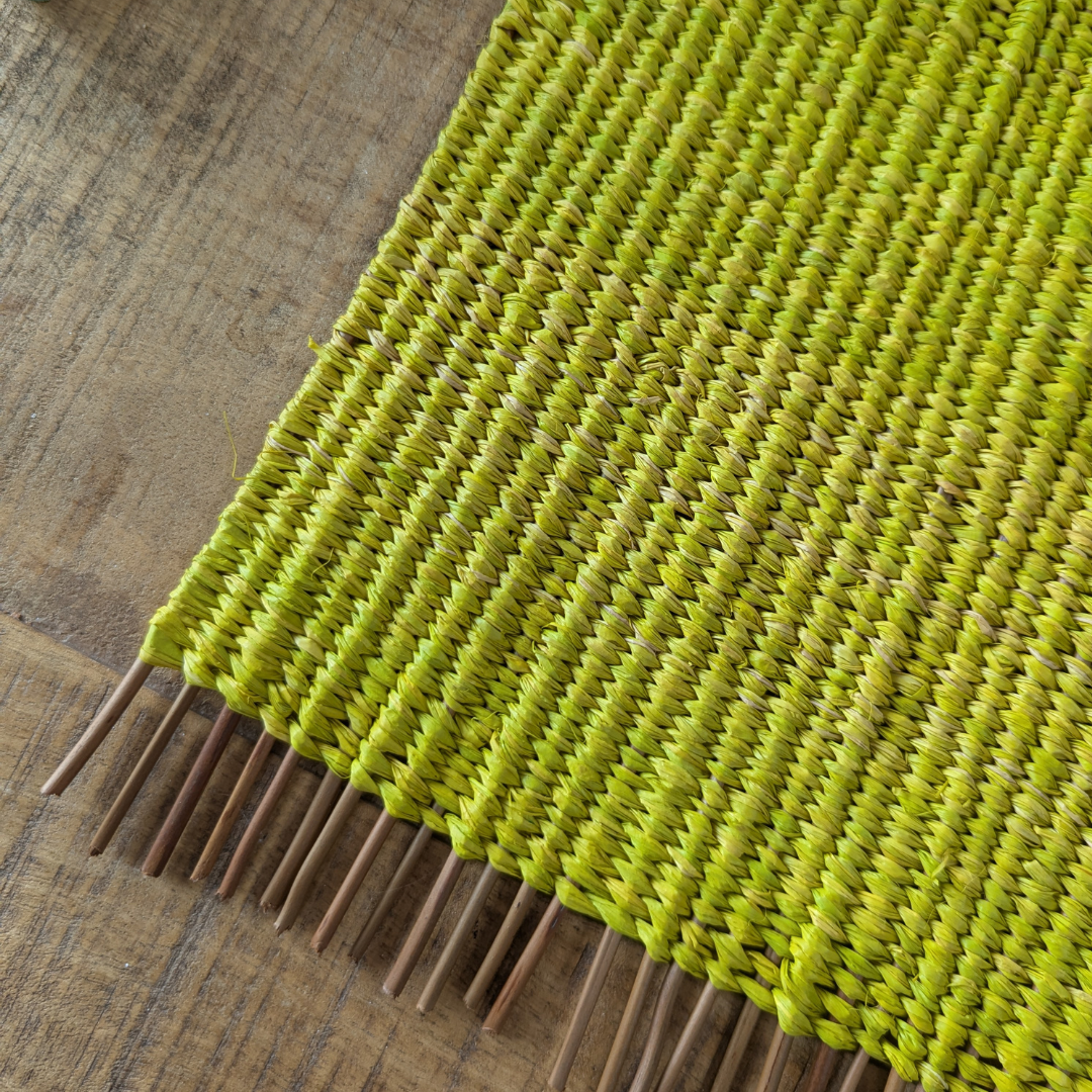 Lot de 2 Sets de table raphia vert anis et osier