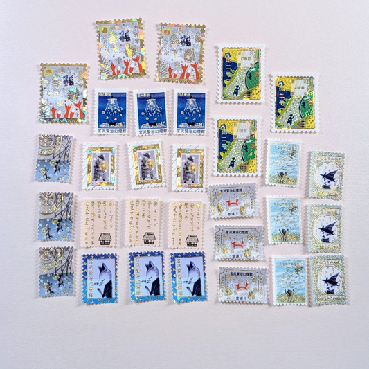 Shinzi Katoh Boîte de Stickers Timbres-Poste Renards