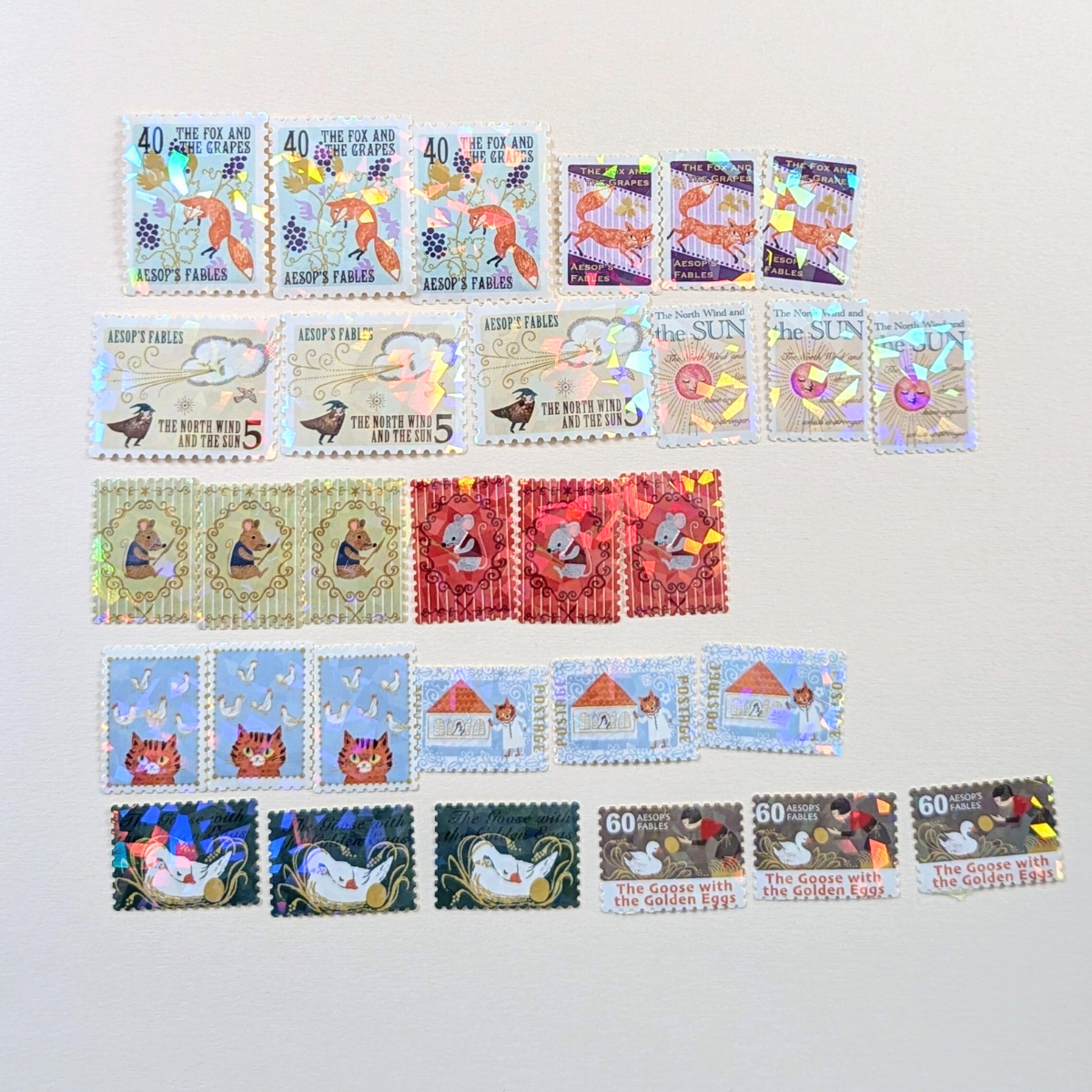 Boîte de Stickers Timbres-Poste Fables d'Ésope Tome I