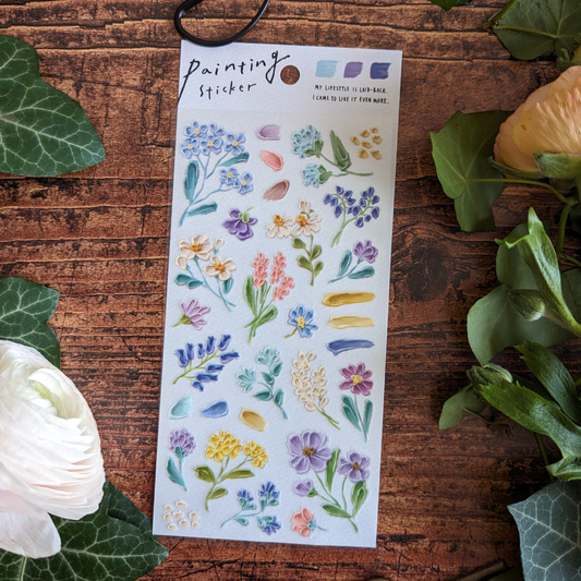Planche de Stickers Mind Wave Fleurs Peinture à l'Huile
