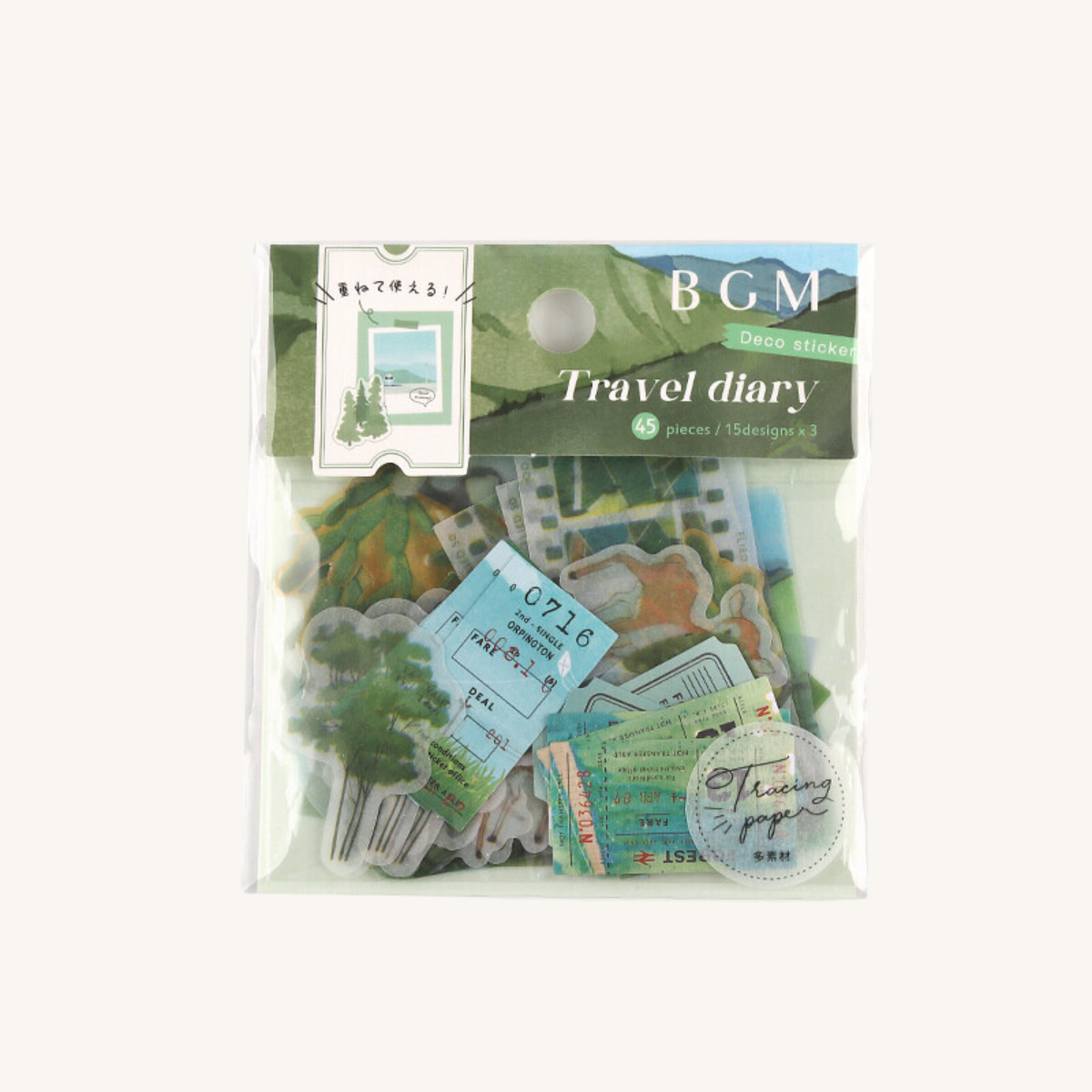 Cette pochette de 45 stickers vous emmène au cœur de la nature à travers de véritables tableaux de paysages.