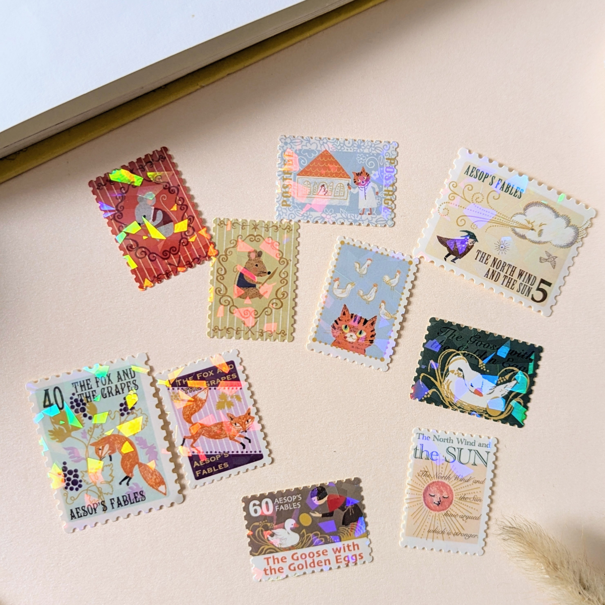 Boîte de Stickers Timbres-Poste Fables d'Ésope Tome I