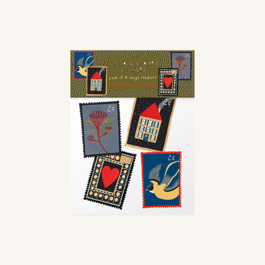 Ces 4 autocollants rétro inspirés de vieux timbres vintage sont parfaits pour décorer n'importe quel objet.