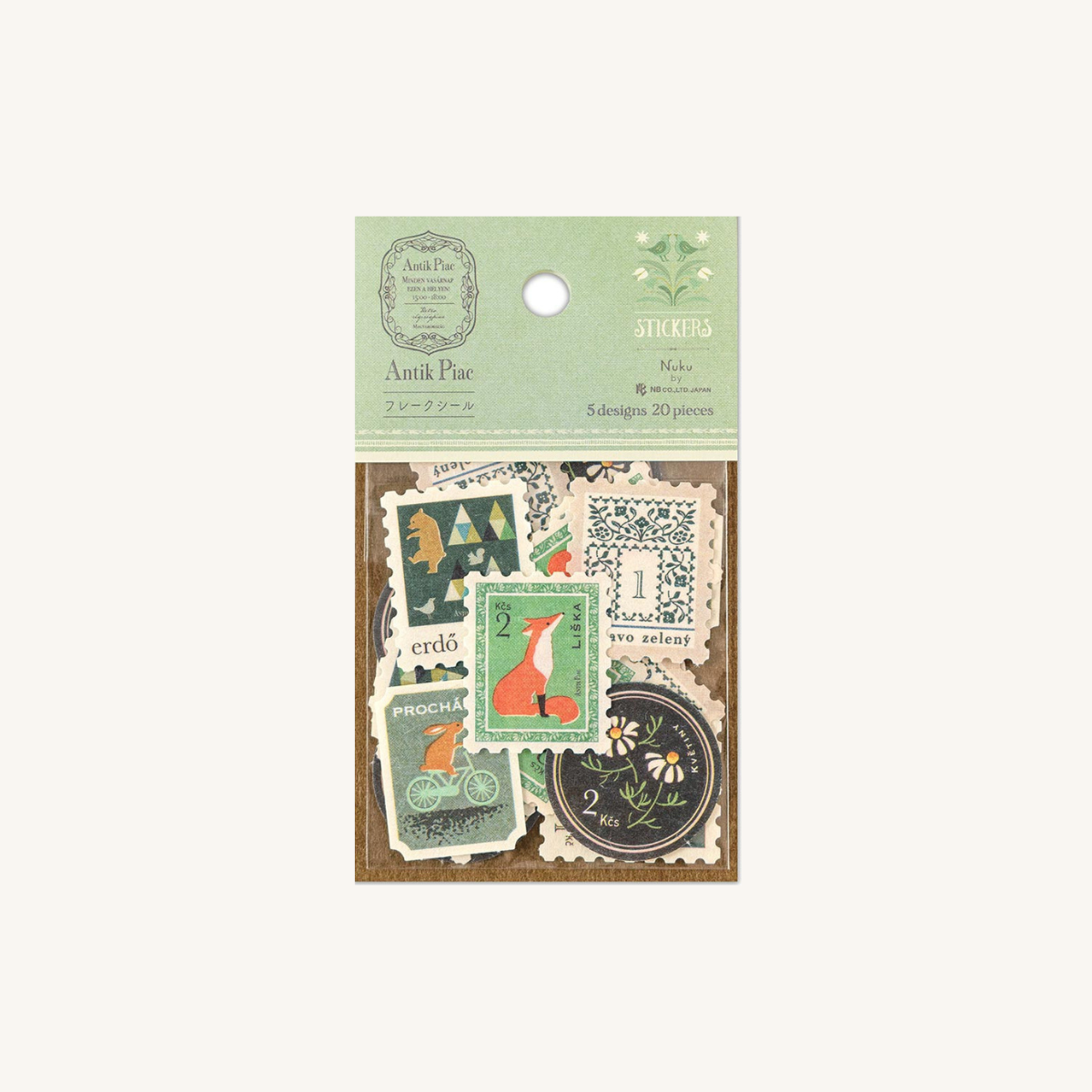 Lot de 2O stickers en forme de timbre vintage.