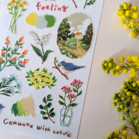 Planche de 18 Stickers Japonais Chemin de Campagne