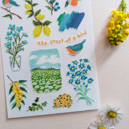 Planche de 18 Stickers Japonais Mimosa & Citrons